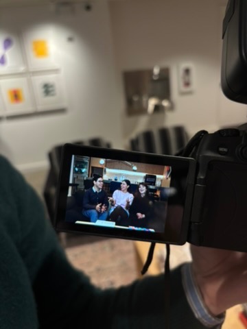 A camera viewfinder during a Noyse content shoot