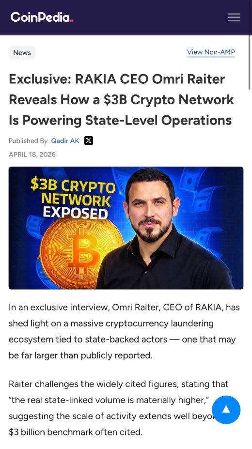 CoinPedia: Exclusive: RAKIA CEO Omri Raiter reveals how a $3B crypto network is powering state-level operations