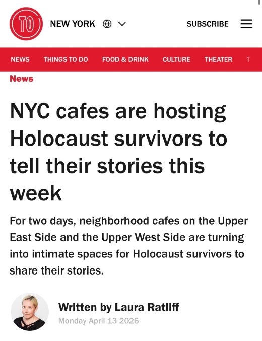 NYC cafes are hosting Holocaust survivors to tell their stories this week — Time Out New York